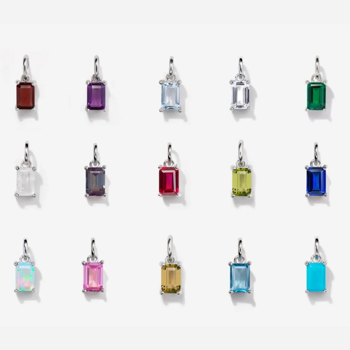 Birthstone Capital Initial Silver Necklace