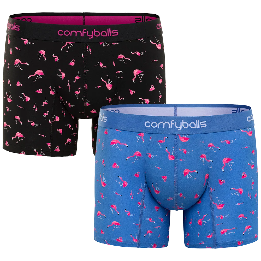 Black & Blue Flamingo Long Boxer Bundle