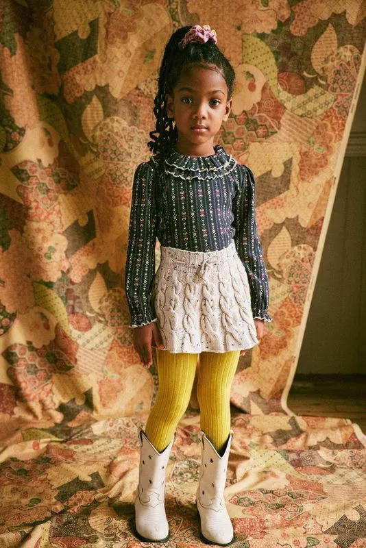 Cable Skating Skirt in Ink Confetti
