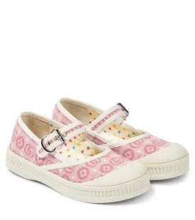 Canvas Double G Gucci flats, pink