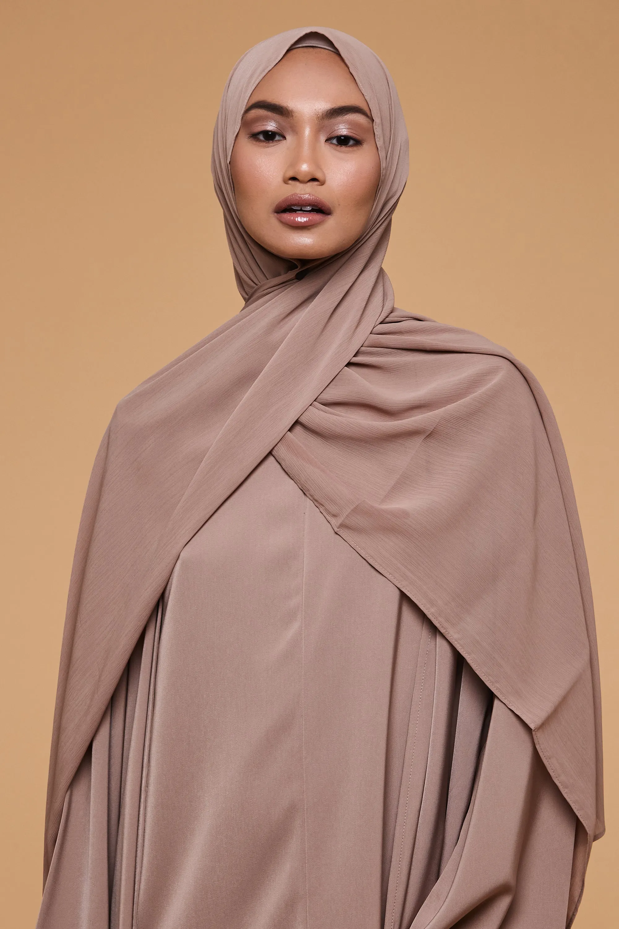 Caramel Brown Crinkle Soft Crepe Hijab