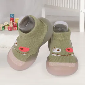 Cute Eye Anti-Skid Slip-On Rubber Sole Shoes - Olive Green