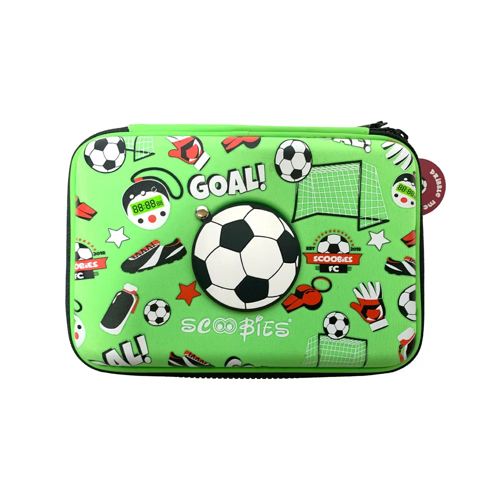 Footie In Scoobies Time Pencil Case  |  In-built Watch  |  Sporty Green Design