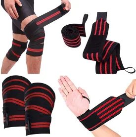 Knee Wraps and Wrist Support Band Combo