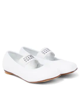 Leather ballet flats with Mm6 Maison Margiela logo, white