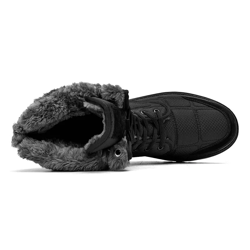 Leather Waterproof Non-slip Hiking Boots for Men with Fur - SF0962