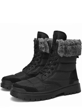 Leather Waterproof Non-slip Hiking Boots for Men with Fur - SF0962