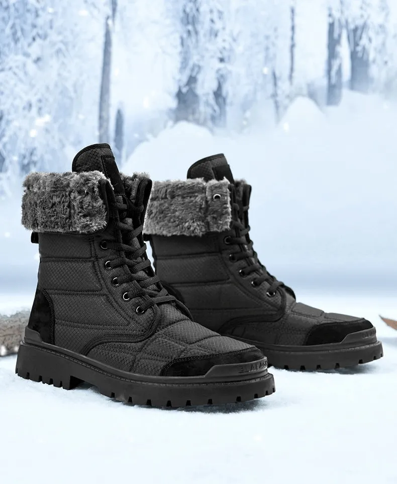 Leather Waterproof Non-slip Hiking Boots for Men with Fur - SF0962