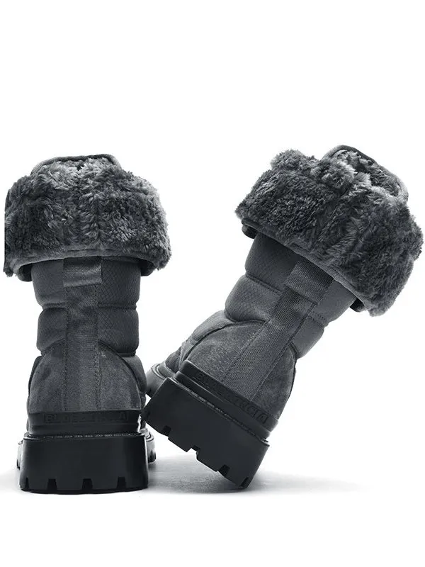 Leather Waterproof Non-slip Hiking Boots for Men with Fur - SF0962