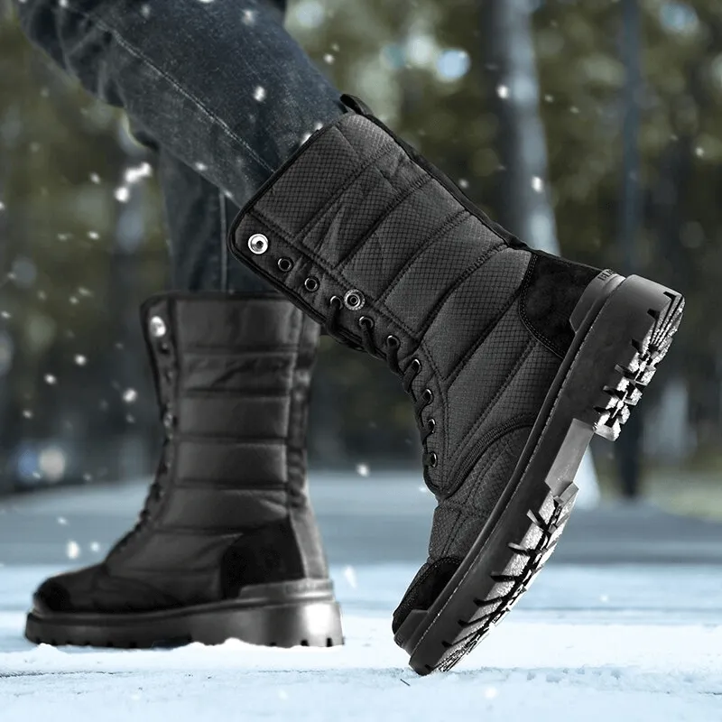 Leather Waterproof Non-slip Hiking Boots for Men with Fur - SF0962