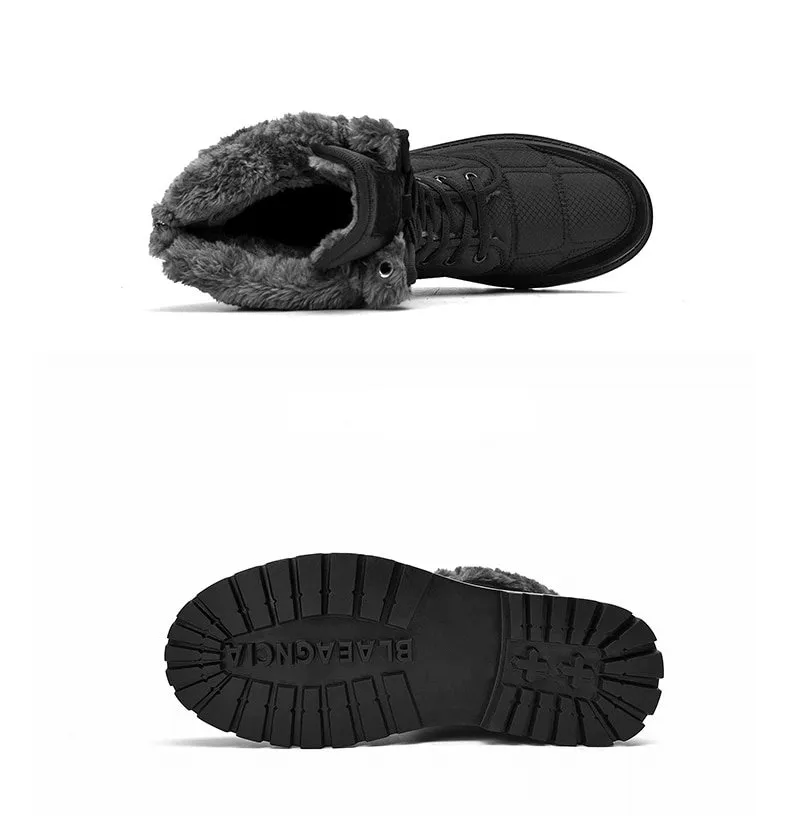 Leather Waterproof Non-slip Hiking Boots for Men with Fur - SF0962