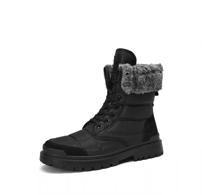 Leather Waterproof Non-slip Hiking Boots for Men with Fur - SF0962