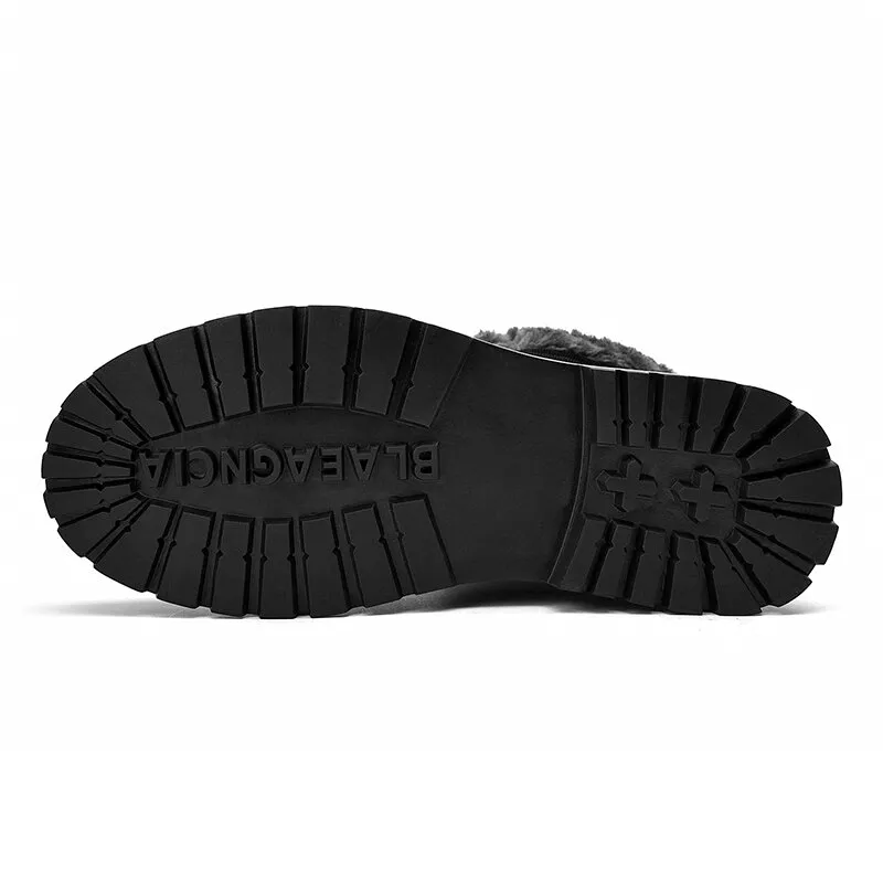 Leather Waterproof Non-slip Hiking Boots for Men with Fur - SF0962