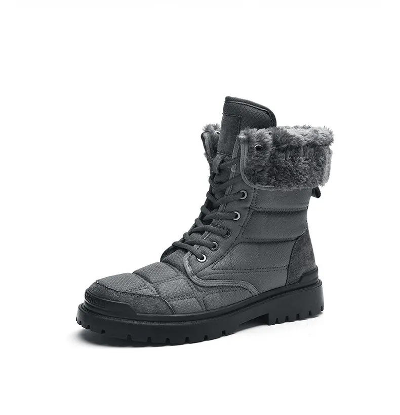 Leather Waterproof Non-slip Hiking Boots for Men with Fur - SF0962