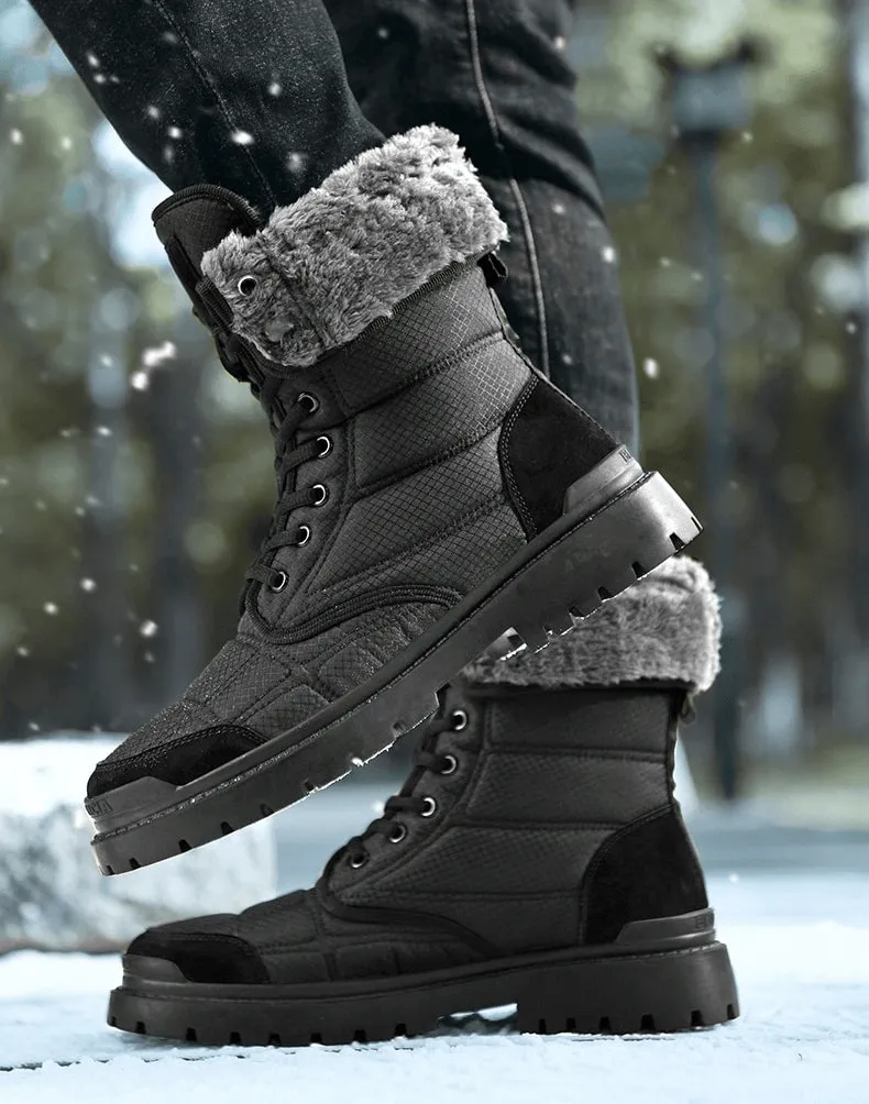 Leather Waterproof Non-slip Hiking Boots for Men with Fur - SF0962
