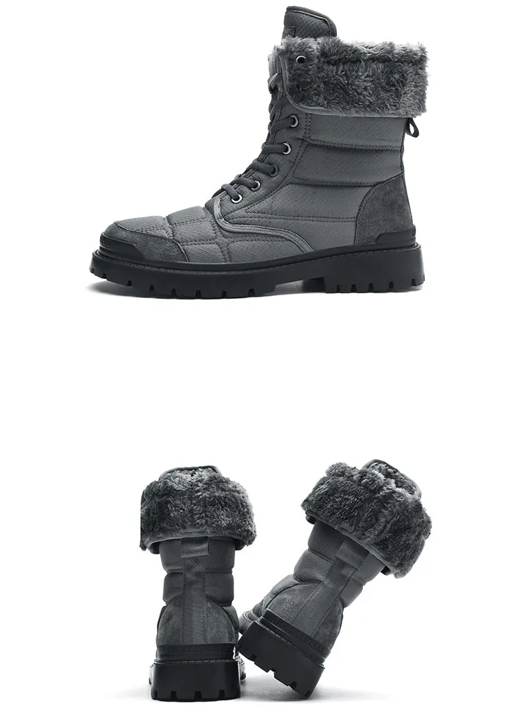 Leather Waterproof Non-slip Hiking Boots for Men with Fur - SF0962