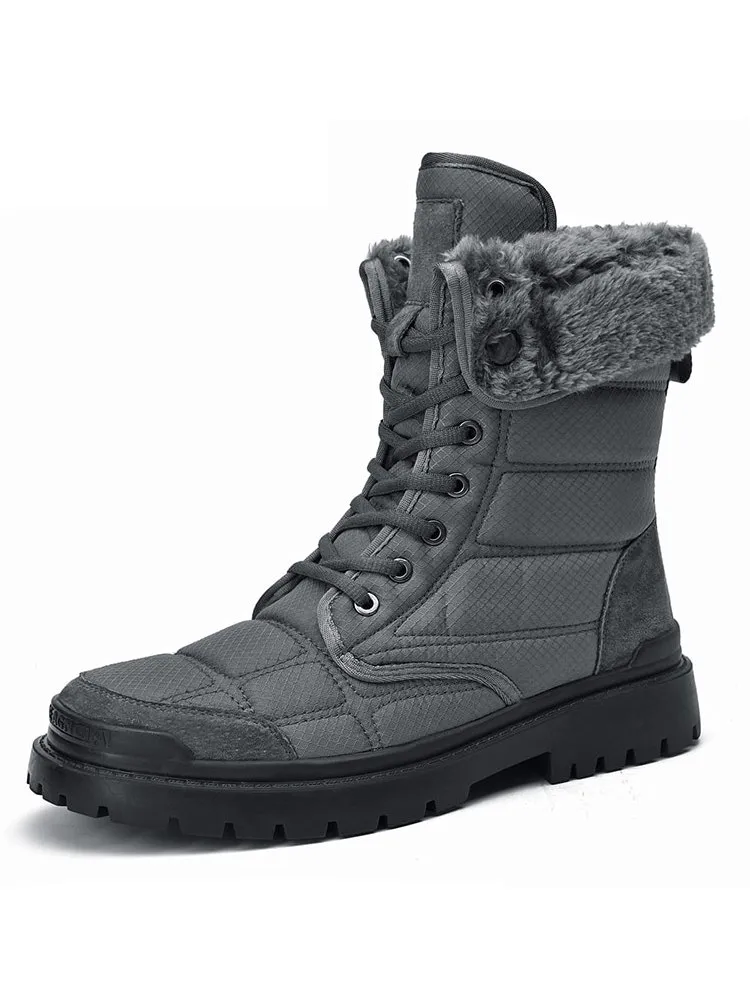 Leather Waterproof Non-slip Hiking Boots for Men with Fur - SF0962