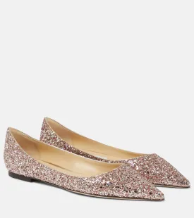 Love Jimmy Choo glitter flats, pink