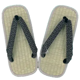 Men's Tatami setta sandals : Black Wave pattern
