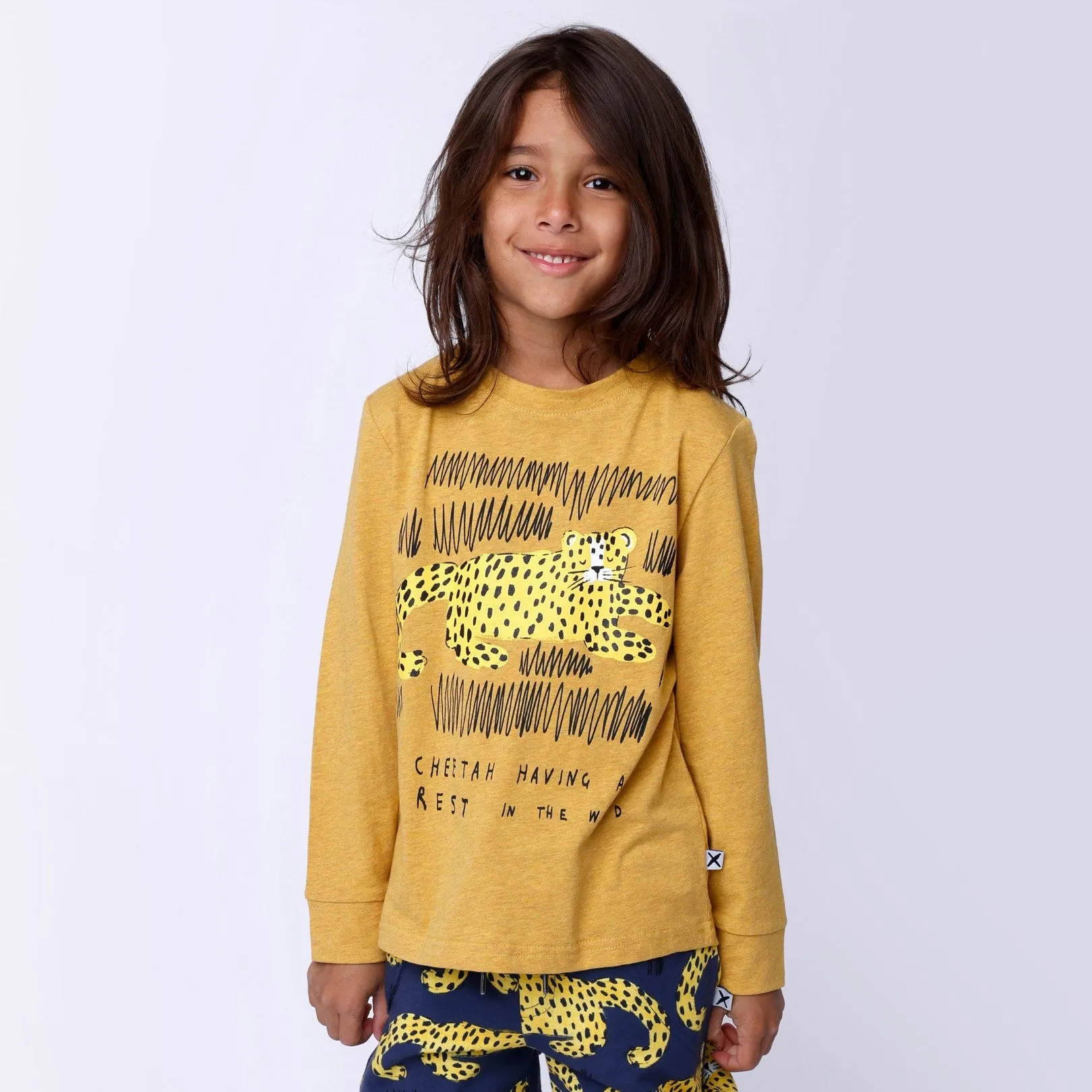 Minti Relaxing Cheetah Tee - Mustard Marle