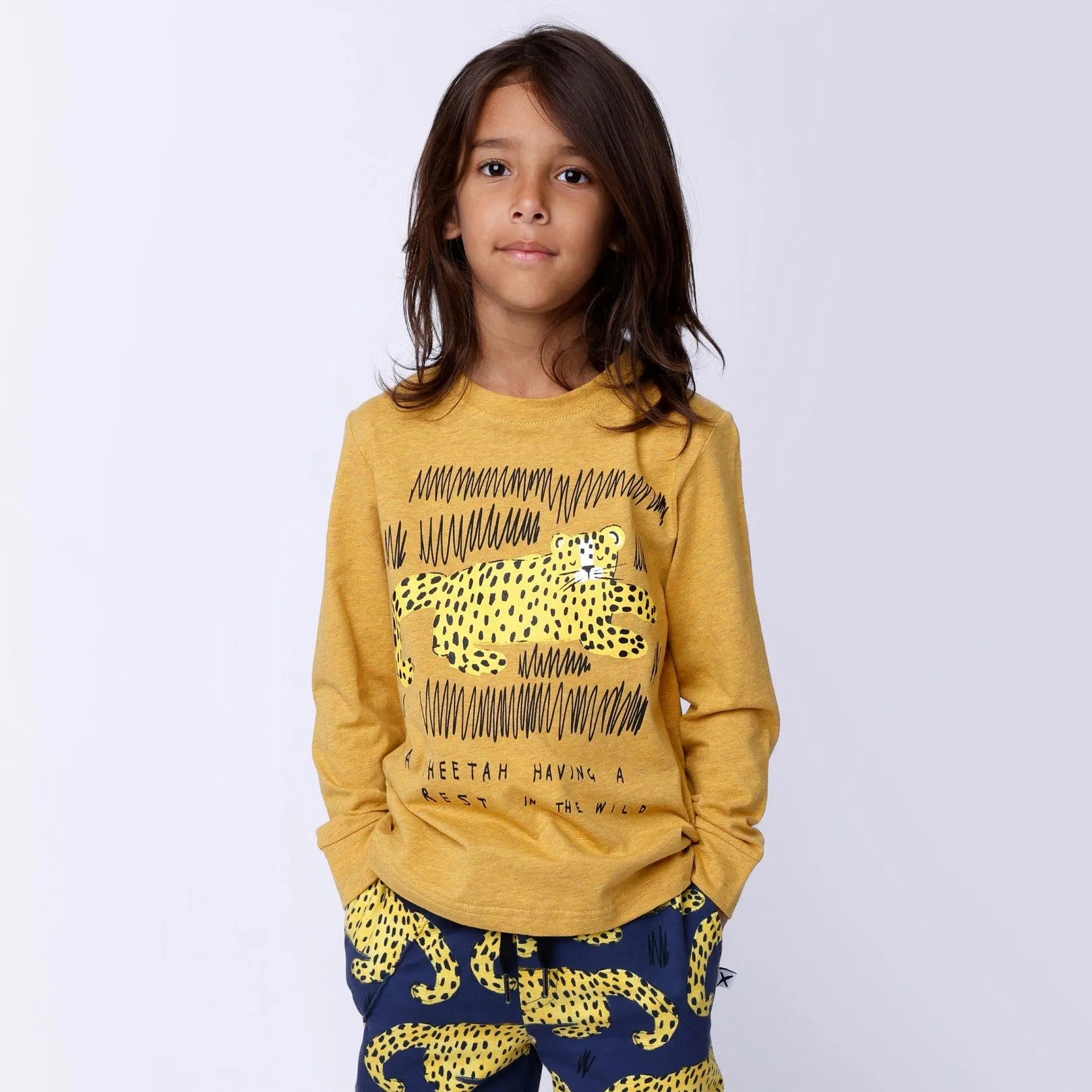 Minti Relaxing Cheetah Tee - Mustard Marle