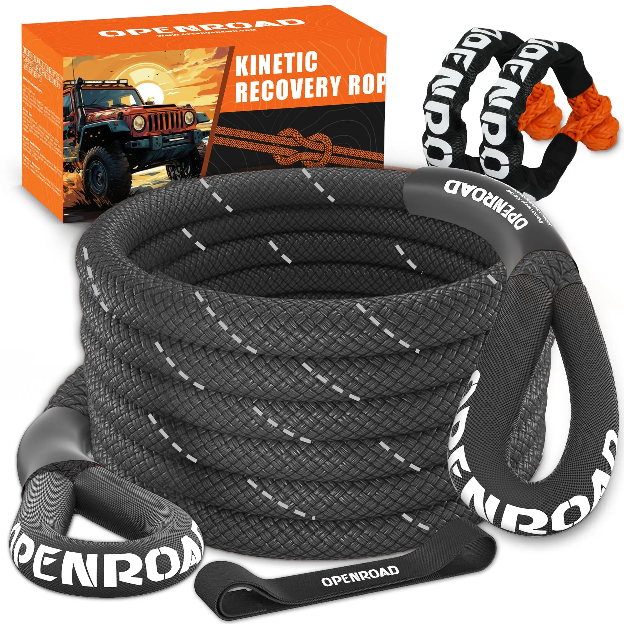 OPENROAD 1" x30' Kinetic Recovery Tow Rope (36,000lbs)