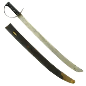 Original British Victorian Cleaver Bladed V.R. Marked Boarding Cutlass with Scabbard - circa 1845
