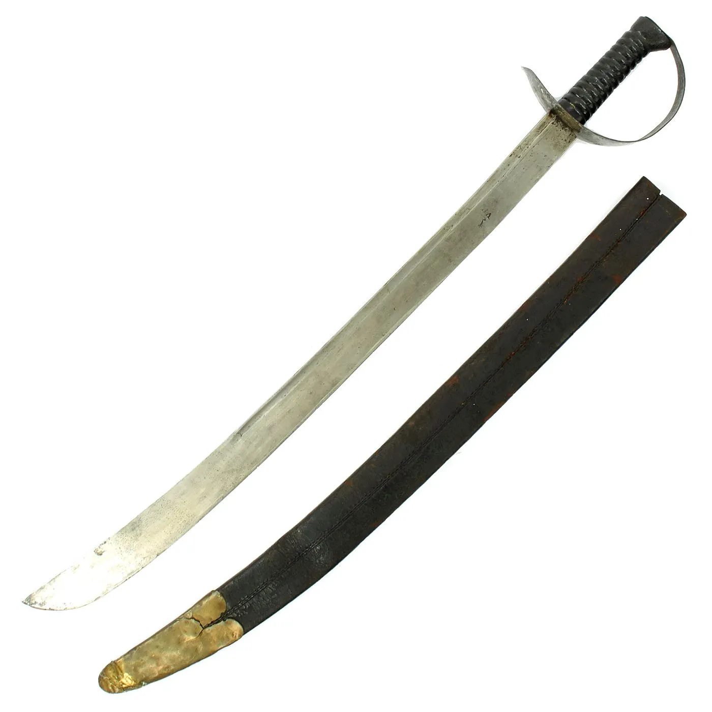 Original British Victorian Cleaver Bladed V.R. Marked Boarding Cutlass with Scabbard - circa 1845