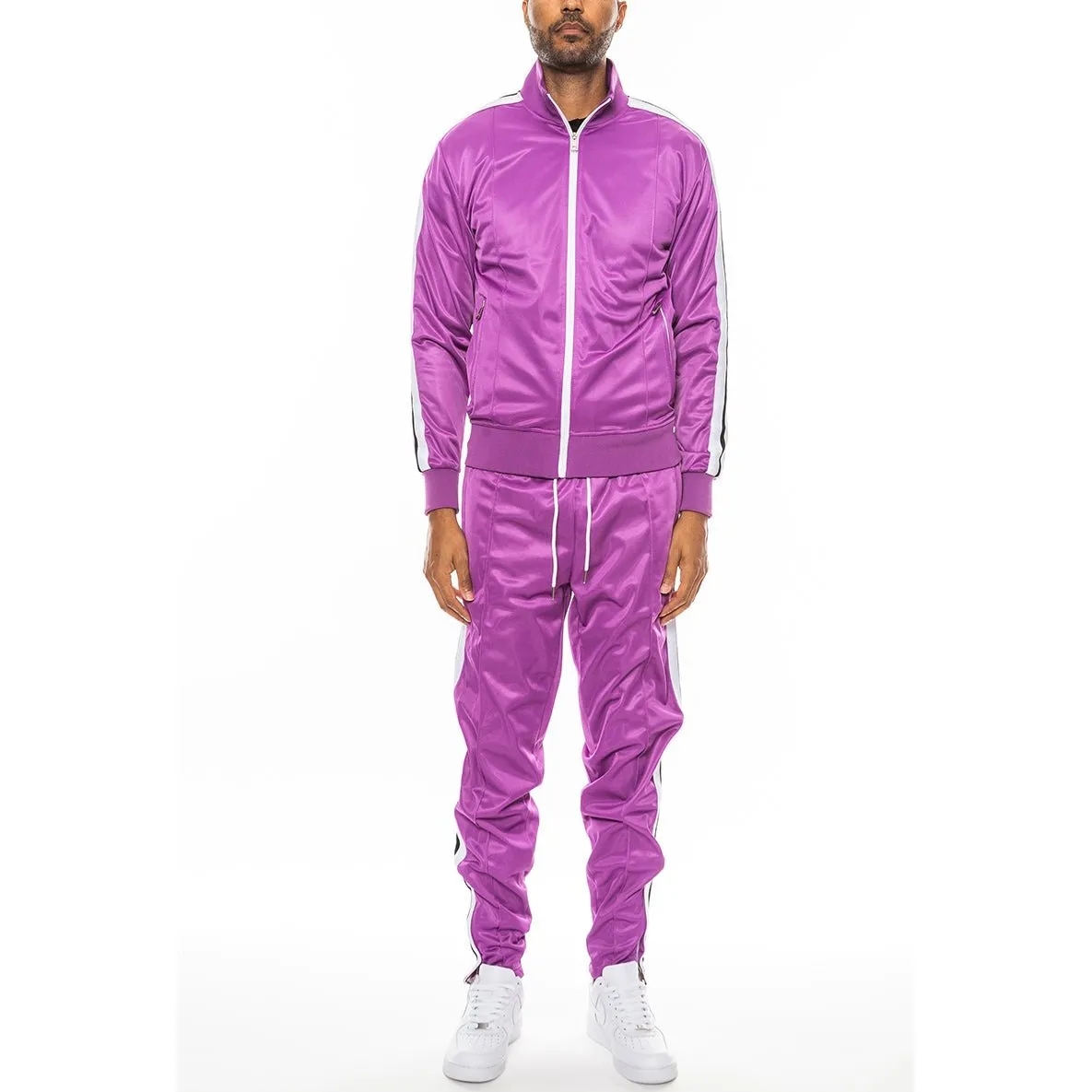 Purple Striped Tape Track Suit