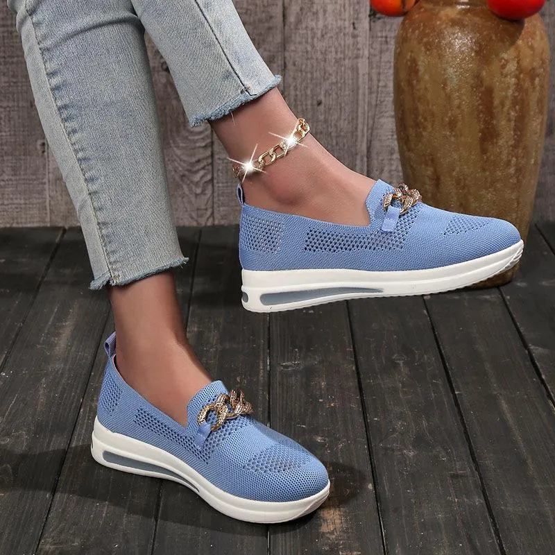 Slip On Mesh solid round head chain Orthopedic Walking Shoes