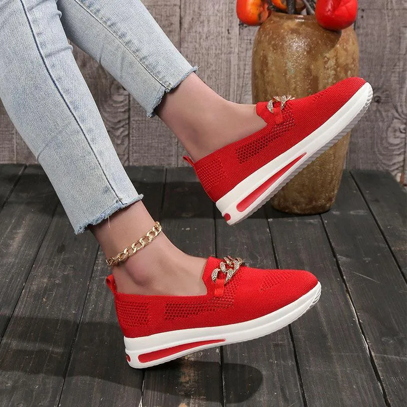 Slip On Mesh solid round head chain Orthopedic Walking Shoes