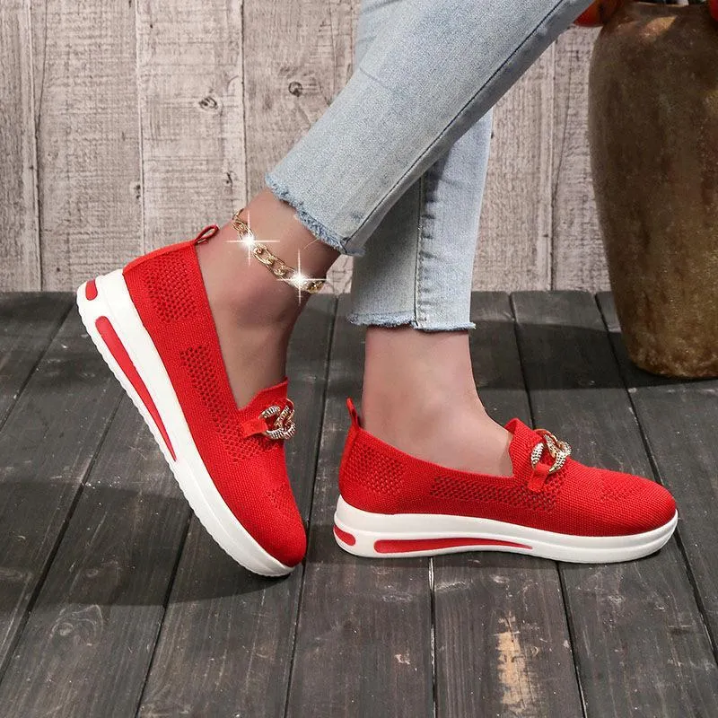 Slip On Mesh solid round head chain Orthopedic Walking Shoes