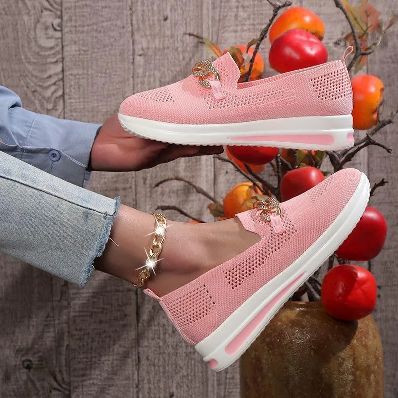 Slip On Mesh solid round head chain Orthopedic Walking Shoes
