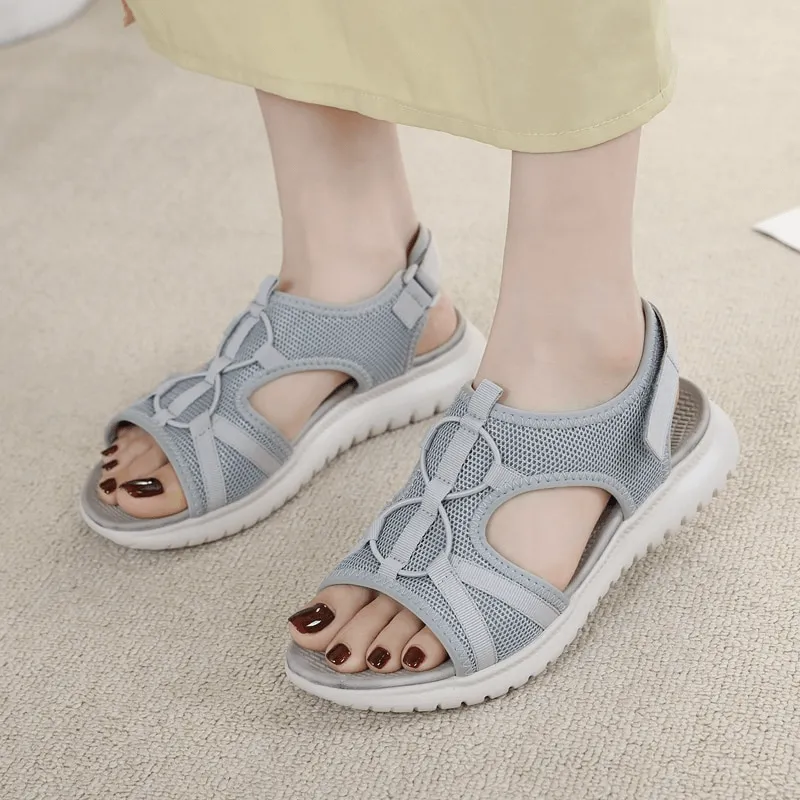 Sports Lady's Soft Flat Beach Sandals with Buckle Straps - SF0976