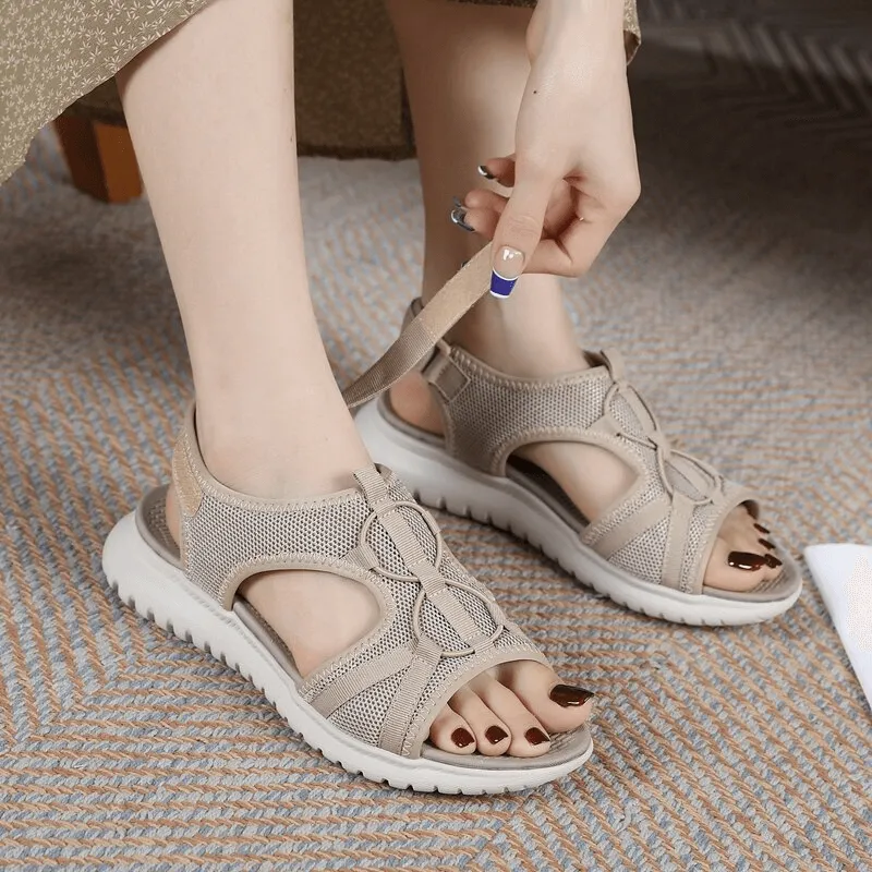 Sports Lady's Soft Flat Beach Sandals with Buckle Straps - SF0976