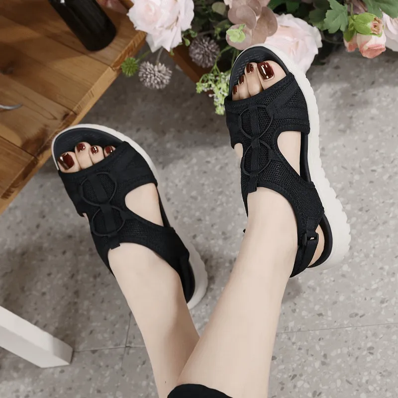 Sports Lady's Soft Flat Beach Sandals with Buckle Straps - SF0976