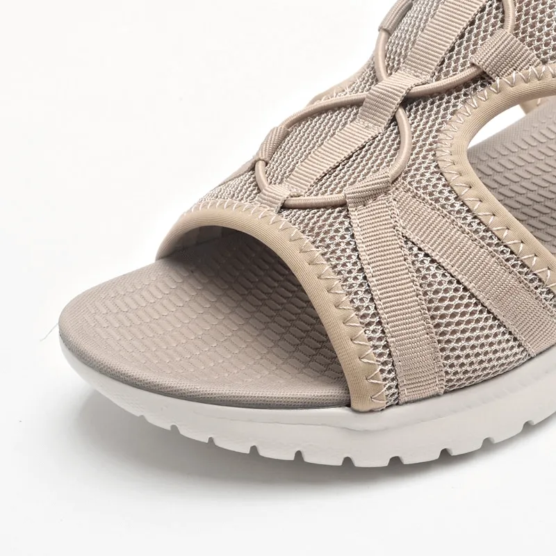 Sports Lady's Soft Flat Beach Sandals with Buckle Straps - SF0976