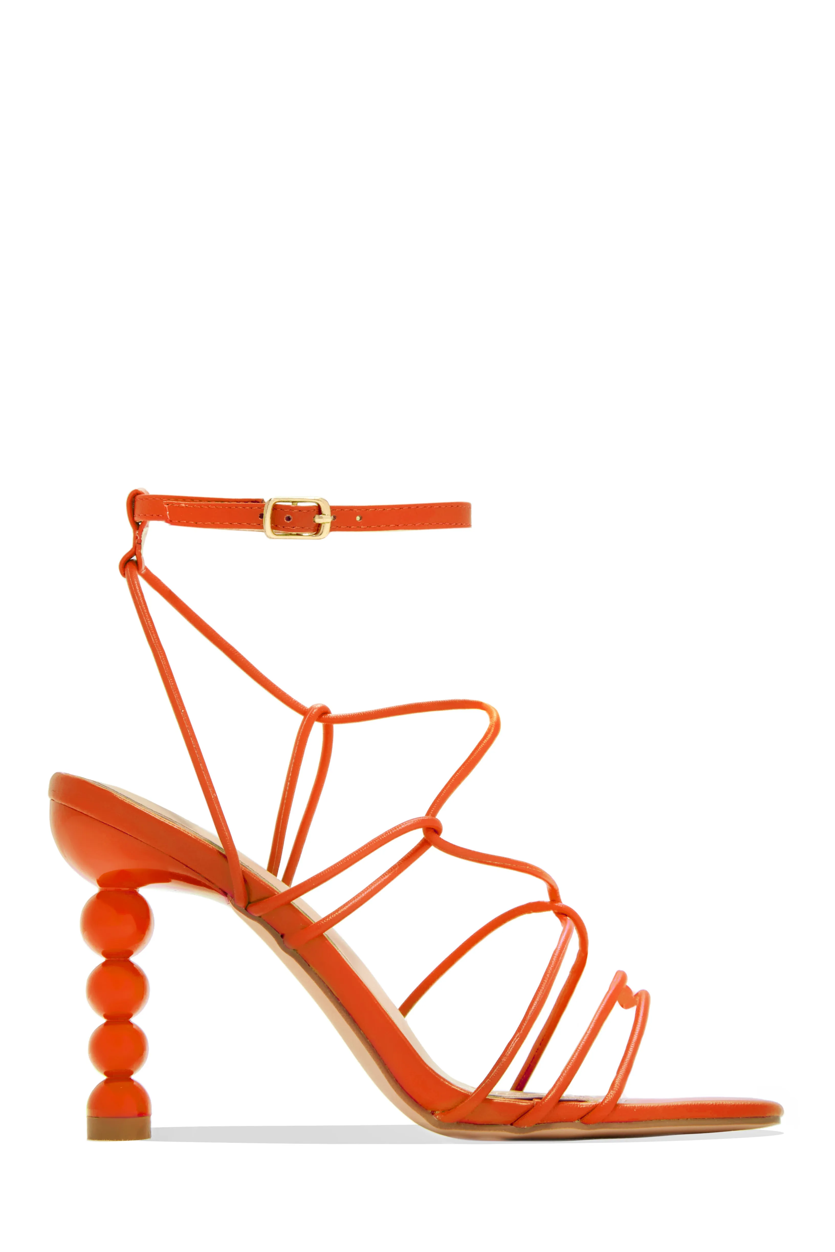 St. Barts Summer Square Toe Strappy Heels - Orange