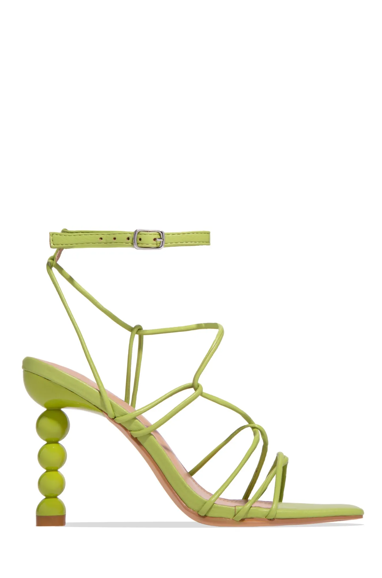 St. Barts Summer Square Toe Strappy Heels - Orange