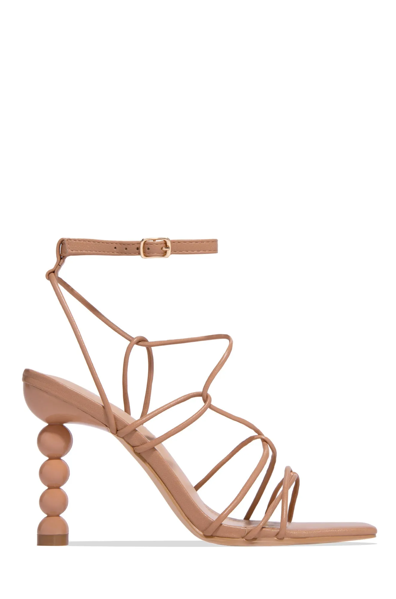 St. Barts Summer Square Toe Strappy Heels - Orange