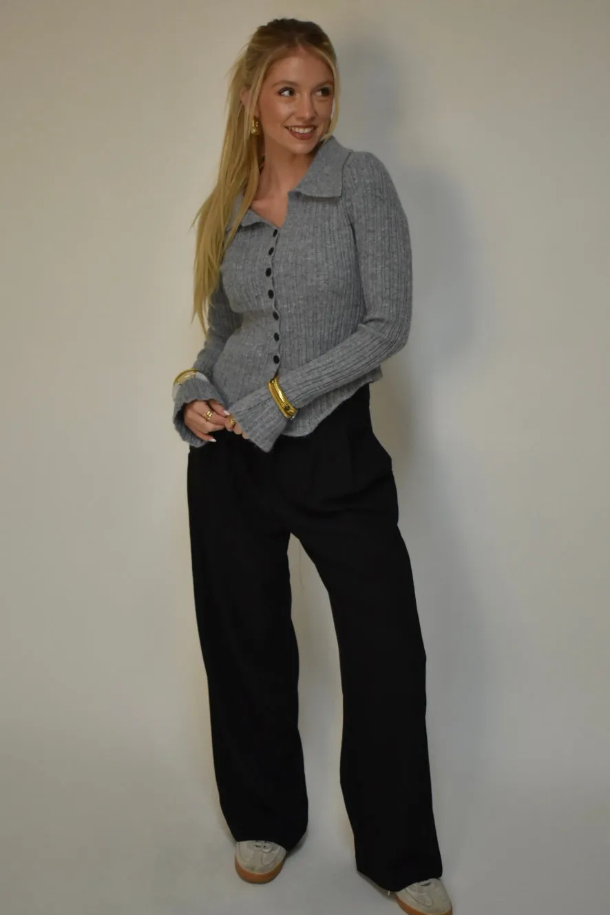 Trendy top met knoopjes - Grijs