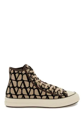 Valentino Garavani Totaloop Toile Iconographe High-Top Sneakers (Size - 42)
