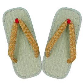 Woman's Tatami setta sandals : Orange Flex-leaf pattern